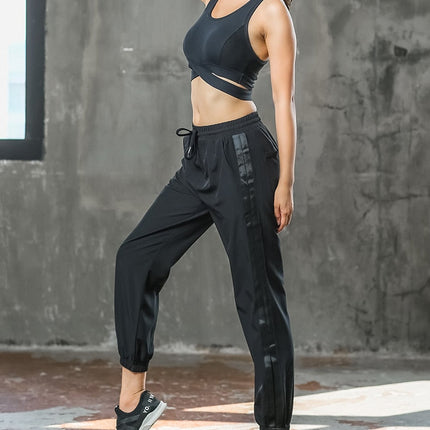 Outdoor Gym Running Sportswear Sport Drawstring Waist Jogging Pants Women Loose Training Pants Fashion Side Open Sweatpants-2