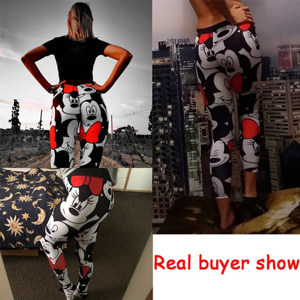 Women Minnie Mickey Yoga Gym Leggings Athletic Women Sport Clothing-4