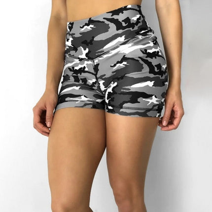 Women High Waist Sport Shorts Camouflage Print  Butt Workout Running Fitness Leggings Yoga Shorts Biker Shorts-0