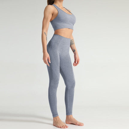 Lycra Seamless 2PCS Women Yoga Set Gym Clothing Fitness Leggings+Cropped Shirts Sport Suit Women Long Sleeve Tracksuit Active-11