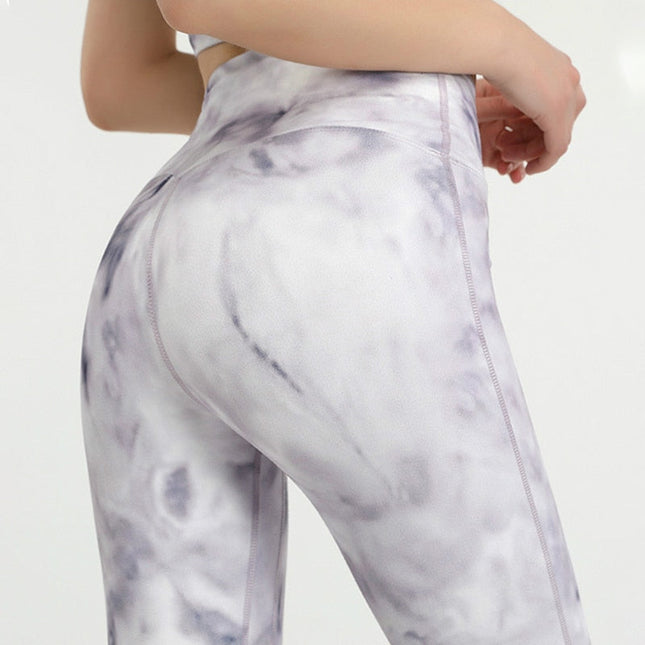 Tie Dye NO FRONT SEAM Sport Gym Yoga Capri Leggings Women-0