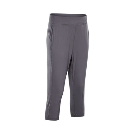 Leisure&Home Sport Fitness Yoga Capri Joggers Women High Waist Stretchy Workout Gym Cropped Pants with Pocket-3