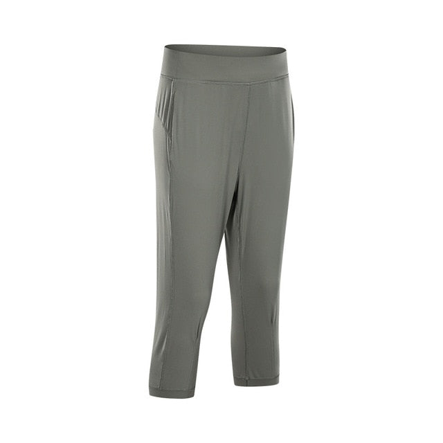 Leisure&Home Sport Fitness Yoga Capri Joggers Women High Waist Stretchy Workout Gym Cropped Pants with Pocket-1