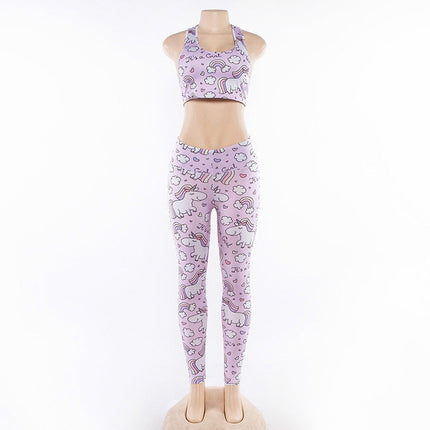 2PCS Cartoon Yoga Set Women's Sport Bra&Pants Suit Sportswear Pink Top Yoga Leggings Fitness Sports Clothing-1