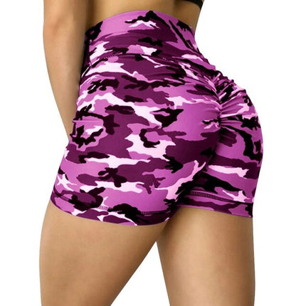 Women High Waist Sport Shorts Camouflage Print  Butt Workout Running Fitness Leggings Yoga Shorts Biker Shorts-2
