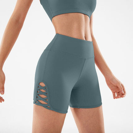 Side Cross Strap Fitness Sport Shorts Women High Waist Hip Up Training Gym Shorts Anti-sweat Jogger Yoga Shorts S-XL-2