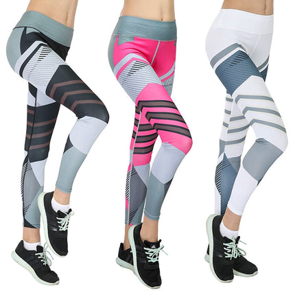 Leggings Sport Women Fitness Workout Push Up Patchwork Digital Print Thread Pants And Hips High Waist Thread Pants Leggings-0