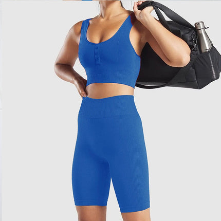 Summer Women Yoga Shorts High Waist Knitted Training Fitness Knee Length Pants Gym Workout Leggings Active Sport Trousers-4