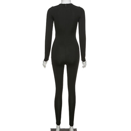 Women Sport Suit Yoga Set Long-sleeved Slim High-waist Hip-lifting Sports Jumpsuit Jogging Fitness Overalls-3
