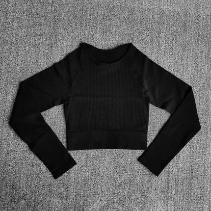 Yoga Sports Crop Top Long Sleeve Gym Women's Seamless T-shirt Fitness Woman Sport T-shirt Workout Tops For Women's Sportswear-9