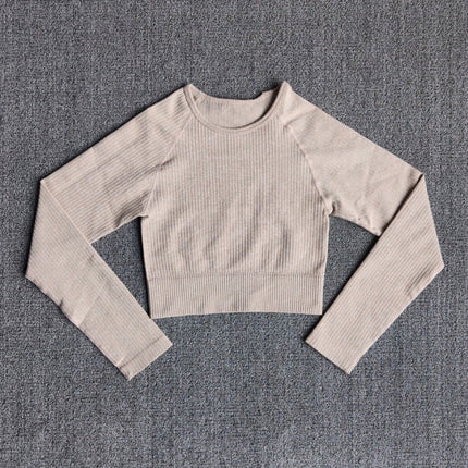 Yoga Sports Crop Top Long Sleeve Gym Women's Seamless T-shirt Fitness Woman Sport T-shirt Workout Tops For Women's Sportswear-12