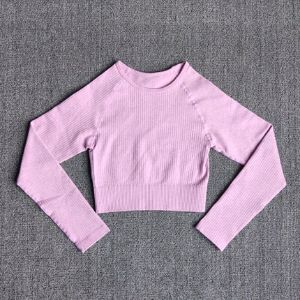 Yoga Sports Crop Top Long Sleeve Gym Women's Seamless T-shirt Fitness Woman Sport T-shirt Workout Tops For Women's Sportswear-5