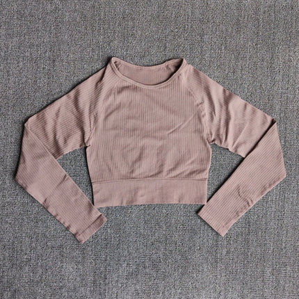 Yoga Sports Crop Top Long Sleeve Gym Women's Seamless T-shirt Fitness Woman Sport T-shirt Workout Tops For Women's Sportswear-6