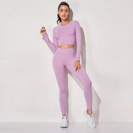 Yoga Sports Crop Top Long Sleeve Gym Women's Seamless T-shirt Fitness Woman Sport T-shirt Workout Tops For Women's Sportswear-3