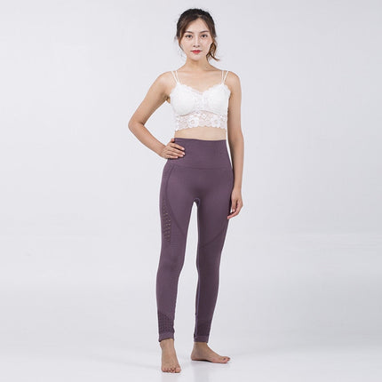 Seamless Shark Yoga Pants Women High Waist Stitching Hollow Sport Pants Female Running Training Fitness Gym Leggings Stretchy-3