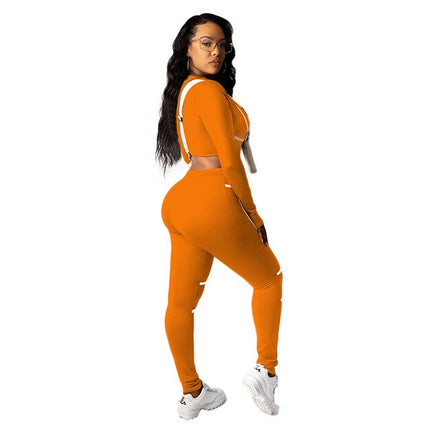 Autumn Striped Two Piece Set Tracksuit For Women Long Sleeve Crop Top Long Pants Jogging Outdoor Sports Suit Casual Sports Suit-2