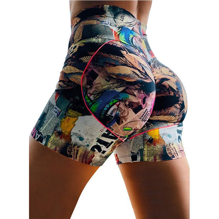 Seamless Tie Dye Print Sport Yoga Shorts Gym Clothing High Elastics Workout Push Up Running Short Pants For Women Female Outfits-6