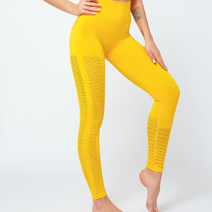 Seamless Solid Yoga Suit Women Gym Clothes Short Sleeve Crop Top Hollow Out Leggings Sport Tracksuit Fitness Workout Outdoor Set-10