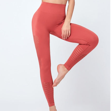 Seamless Solid Yoga Suit Women Gym Clothes Short Sleeve Crop Top Hollow Out Leggings Sport Tracksuit Fitness Workout Outdoor Set-9