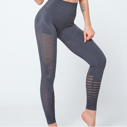 Seamless Solid Yoga Suit Women Gym Clothes Short Sleeve Crop Top Hollow Out Leggings Sport Tracksuit Fitness Workout Outdoor Set-8