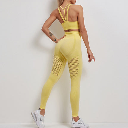 Women Seamless Yoga Set Women Gym Clothes Tank Crop Top Hollow Out Leggings Sports Tracksuit Workout Sports Fitness 2 Piece Set-4