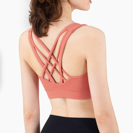 Seamless Sports Vest Top Push Up High Impact Yoga Crop Top Sports Gym Workout Cross Thin Shoulder Beauty Back Tank Solid Top-8
