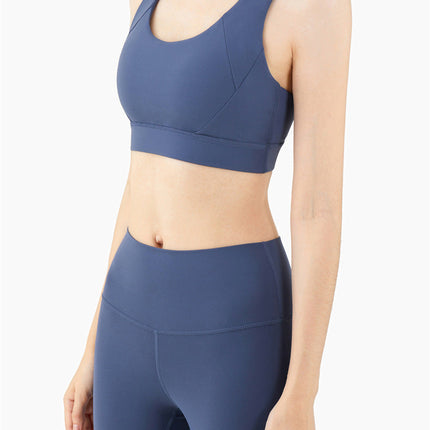 Seamless Sports Vest Top Push Up High Impact Yoga Crop Top Sports Gym Workout Cross Thin Shoulder Beauty Back Tank Solid Top-3