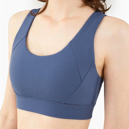 Seamless Sports Vest Top Push Up High Impact Yoga Crop Top Sports Gym Workout Cross Thin Shoulder Beauty Back Tank Solid Top-2