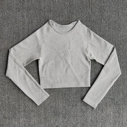 Yoga Sports Crop Top Long Sleeve Gym Women's Seamless T-shirt Fitness Woman Sport T-shirt Workout Tops For Women's Sportswear-13