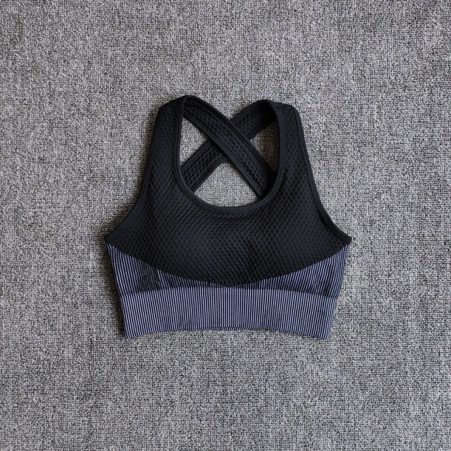 6 Colors Yoga Sport Bra Sexy Back Padded Cross Straps Top Shockproof Breathable Fitness Running Gym Vest Sports Top-5