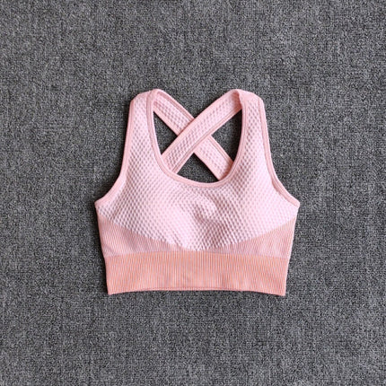 6 Colors Yoga Sport Bra Sexy Back Padded Cross Straps Top Shockproof Breathable Fitness Running Gym Vest Sports Top-6