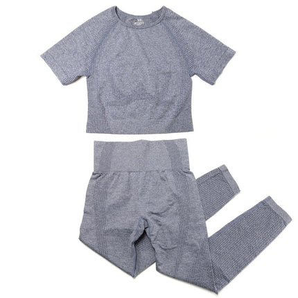 Gym Sport Outfits Yoga Clothing Set Women Long Sleeves Fitness Shirt Seamless Leggings Running Suit Workout Tracksuit Activewear-7