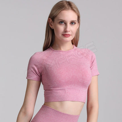 Yoga Sets Short Crop Tops Sport Pants Workout Shirts Gym Clothing Leggings Running Suits Fitness Outfits 2 Piece Sportswear-0