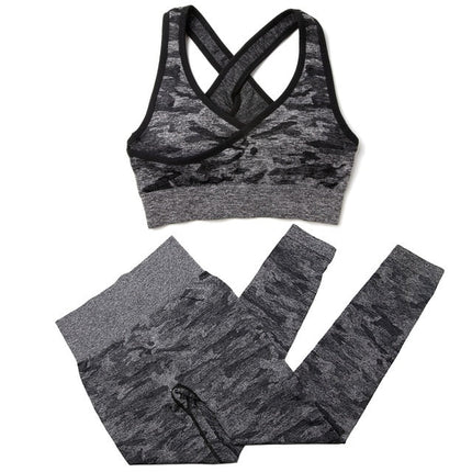 3Pcs Yoga Set Sport Suits Gym Wear Seamless Sportswear Workout Leggings Sports Bra Long Sleeves Crop Tops Fitness Clothing-3
