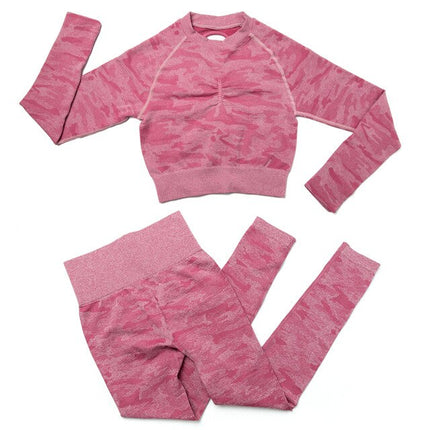 3Pcs Yoga Set Sport Suits Gym Wear Seamless Sportswear Workout Leggings Sports Bra Long Sleeves Crop Tops Fitness Clothing-5