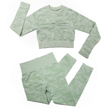 3Pcs Yoga Set Sport Suits Gym Wear Seamless Sportswear Workout Leggings Sports Bra Long Sleeves Crop Tops Fitness Clothing-2