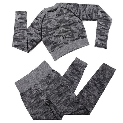 3Pcs Yoga Set Sport Suits Gym Wear Seamless Sportswear Workout Leggings Sports Bra Long Sleeves Crop Tops Fitness Clothing-12