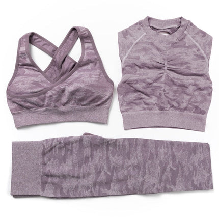 3Pcs Yoga Set Sport Suits Gym Wear Seamless Sportswear Workout Leggings Sports Bra Long Sleeves Crop Tops Fitness Clothing-10