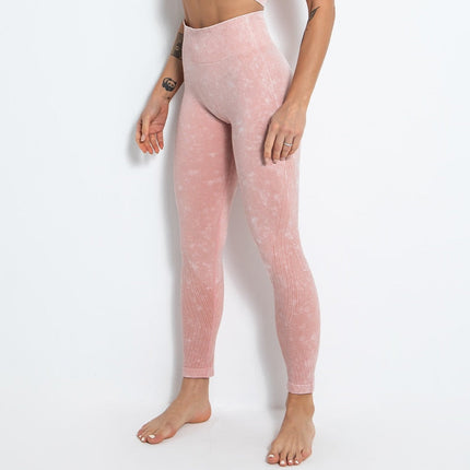 ACID WASH Seamless Workout Training Compression Tights Women High Waist Tummy Control Fitness Sport Legging Yoga Pants-1