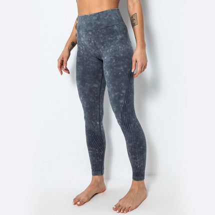 ACID WASH Seamless Workout Training Compression Tights Women High Waist Tummy Control Fitness Sport Legging Yoga Pants-5