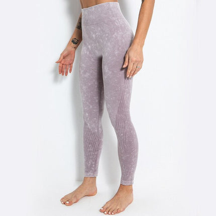 ACID WASH Seamless Workout Training Compression Tights Women High Waist Tummy Control Fitness Sport Legging Yoga Pants-3