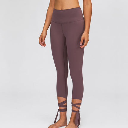 JUST A TIE Naked Feel Yoga Dancer Capri Pants Women 4-way Stretch Sport Cropped Tights Legging with Inner Pocket 21"-0