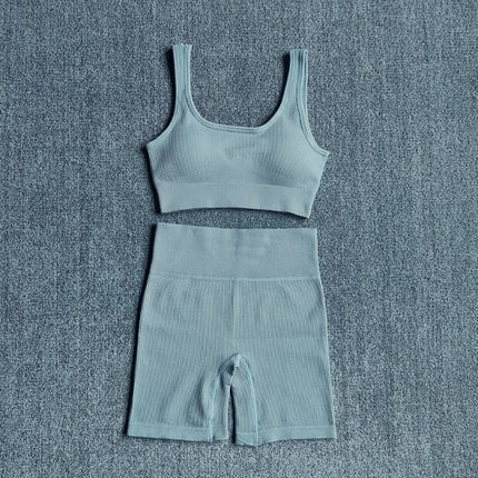 2PCS Women Yoga Set Gym Set Sexy Bra Seamless Sports Shorts Workout Running Clothing Gym Wear Athletic Sport Suit-7