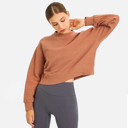 Cozy Exercise Cropped Pullover Long Sleeve Top Women Skin Friendly Leisure Gym Fitness Sport Sweatshirts XS-XL-0