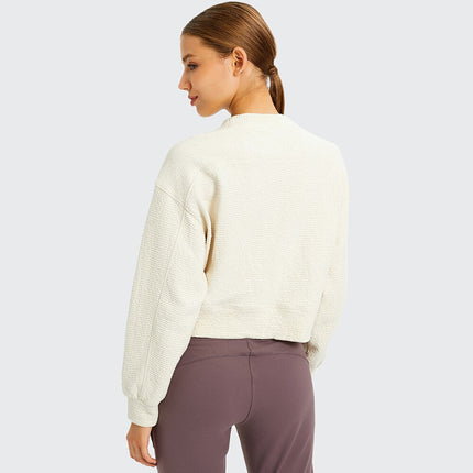 Cozy Exercise Cropped Pullover Long Sleeve Top Women Skin Friendly Leisure Gym Fitness Sport Sweatshirts XS-XL-4