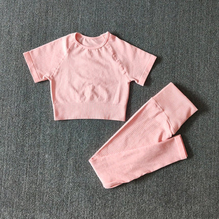 Seamless Yoga Suits Women Crop Top Short Sleeve Shirts Sport Pants Gym Leggings Sportswear Workout Active Set Fitness Clothes-8