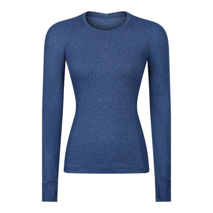 Hidden Zipper Pocket Yoga Workout Sport Pullover Women Thermal Nylon Crew Neck Nylon Running Gym Long Sleeved Shirts-1