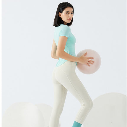 Ultralight V-neck Sport Fitness Training T-shirt Women Breathable Slim Fit Workout Gym Short Sleeved Shirts Crop Top-1
