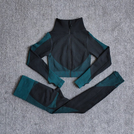 Women Fitness Sport Yoga Suit Seamless Women Yoga Sets Long Sleeve Clothing Female Sport Gym Suits Wear Running Clothes-8