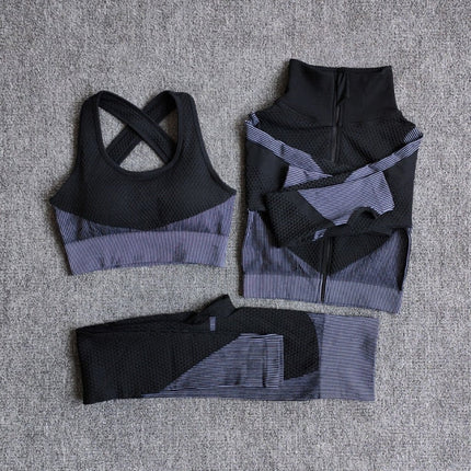 Women Fitness Sport Yoga Suit Seamless Women Yoga Sets Long Sleeve Clothing Female Sport Gym Suits Wear Running Clothes-19